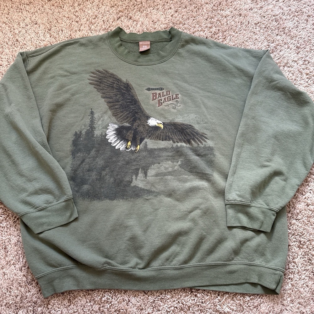 Vintage 90s George American Bald Eagle Graphic Sweatshirt - Men's XL USA‎ Made